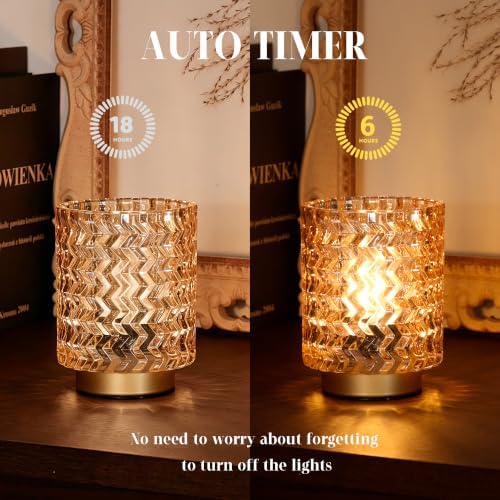 Battery Operated Lamp with Timer,Cordless Decorative Lamp Glass,Amber - Image 6