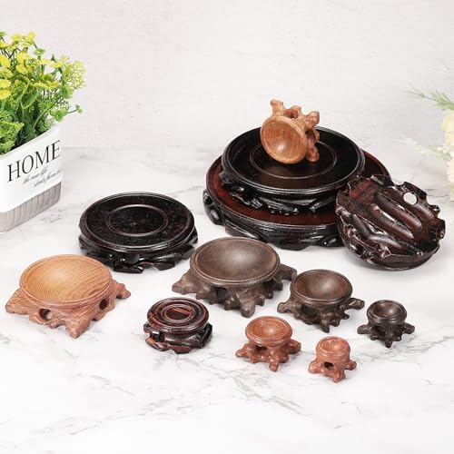MECCANIXITY Wooden Stand Holders Displays Base 50mm Diameter Black for Vase Bonsai Stone Pack of 2 - Image 6
