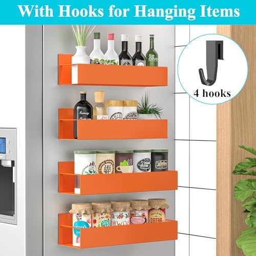 HuggieGems Metal Magnetic Spice Rack for Refrigerator Orange, 4 Pack - Image 2
