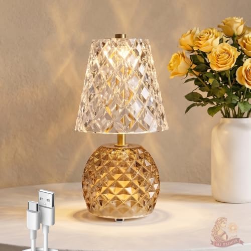 MJ PREMIER Rechargeable Table Lamp Cordless Mushroom Lamp with Timer Brown by MJPREMIER