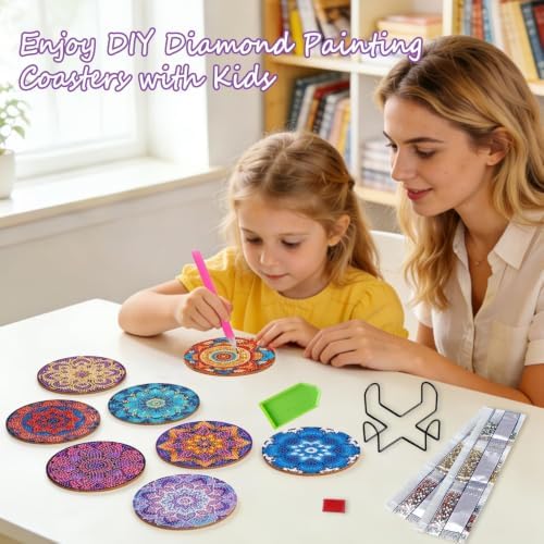 Leatrice 8pcs Mandala Diamond Art Coasters Diamond Painting Kits for Adults - Image 4