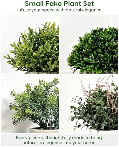 Velener 4 Pack Small Fake Plants Potted Eucalyptus Plants for Home Decor, Boxwood Artificial Plants Indoor, for Bathroom Bedroom Kitchen Office Farmhouse Room Shelf Decor - Image 3