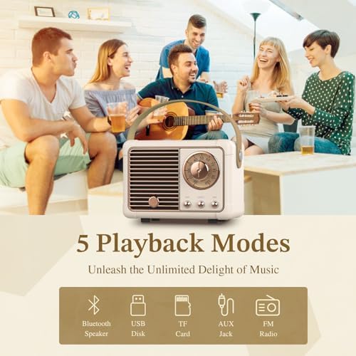 PRUNUS J-999 Retro Bluetooth Speaker,Vintage Decor Mini Wireless Speaker - Image 4
