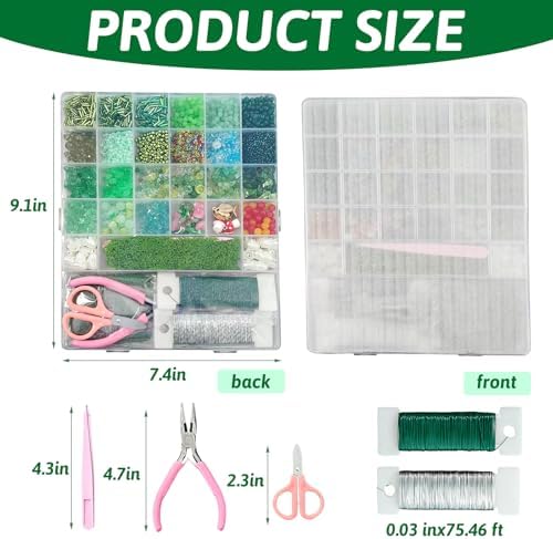 YLINKZORMA Beaded Plant Kit, Green Glass Forever Plant Beads Jewelry Making - Image 2