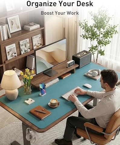 Aothia Faux Leather Desk Mat - Large Mouse Pad, Non-Slip PU Leather Blotter, Waterproof Writing Surface for Office and Home (Turquoise, 40" x 24") - Image 3