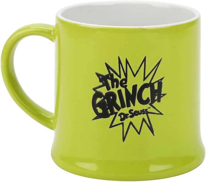 Bioworld The Grinch Upside-Down Character 16 Oz Wax Resistant Green Ceramic Mug
