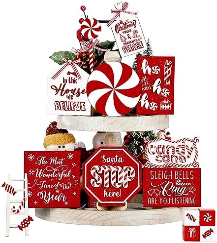 Mifoci 14 Pcs Christmas Candy Cane Tiered Tray Decor Xmas Table Decoration by Mifoci