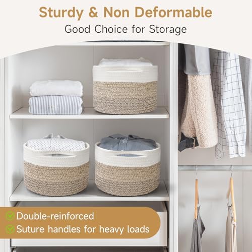 3 Pack Small Rope Storage Baskets, 9.82×9.82×7.1", Mixed Brown - Image 6