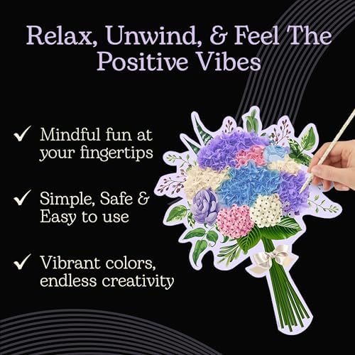 Unwynd Poke Art Hydrangea Flower Bouquet Kit for Adults, Women and Teens - Image 5