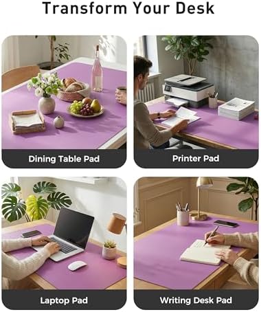Aothia Faux Leather Desk Mat - Large Mouse Pad, Non-Slip PU Leather Blotter, Waterproof Writing Surface for Office and Home (Iris Violet, 40" x 24") - Image 6
