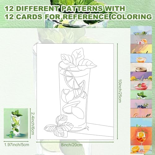 Affrolling 12 Pcs Pre Drawn Canvas for Painting for Adults 8 x 8 Inch Canvas Painting Kits Stretched with Drawing Ready to Paint Beginner Artists Date Night Party Supplies(Cocktail) - Image 2