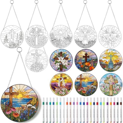 30 Pcs Suncatchers Crafts Kit DIY Paint Art,Cross by Humyoun