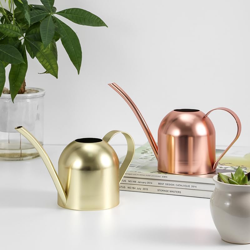 Gold Watering Can for Indoor Plants, 450ml/15oz Metal - Image 4