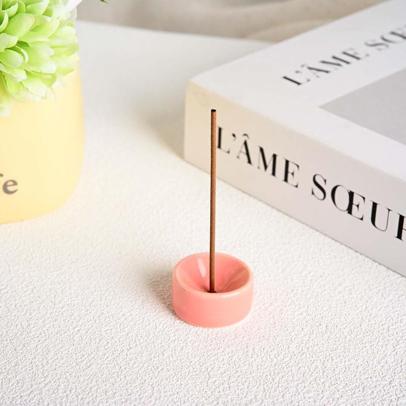 5Pcs Minimalist Round Ceramic Stick Incense Holders, Modern Simple Static Aroma Trays, Calming Zen Ornaments for Yoga, Spa, Bedroom, Living Room & Office Flat Surface Displays - Image 4