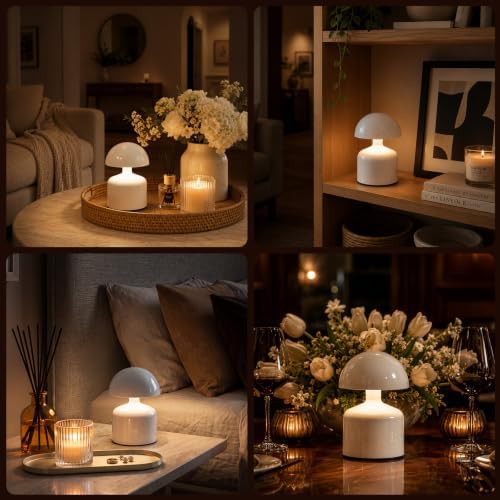 Mini Mushroom Rechargeable Table Lamp Cordless, White - Image 7