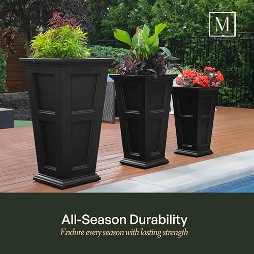Mayne Fairfield 28in Self-Watering Tall Square Planter, Black - Image 4
