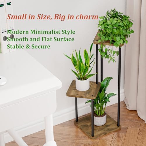 AZERPIAN Plant Stand Indoor Corner Tiered Plant Shelf 3 Tier Metal MDFBoard - Image 3