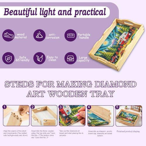 Camping Diamond Art Tray Wooden Serving Tray with Handles Decor 7.8×11.8 in - Image 3