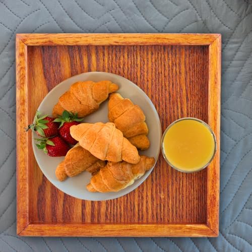 Wood Tray, Small Square Tea Tray Home Decor Serving Trays Platter for Living Room, Coffee Table, Breakfast in Bed, Candle Display (6.5x6.5 inch) - Image 6