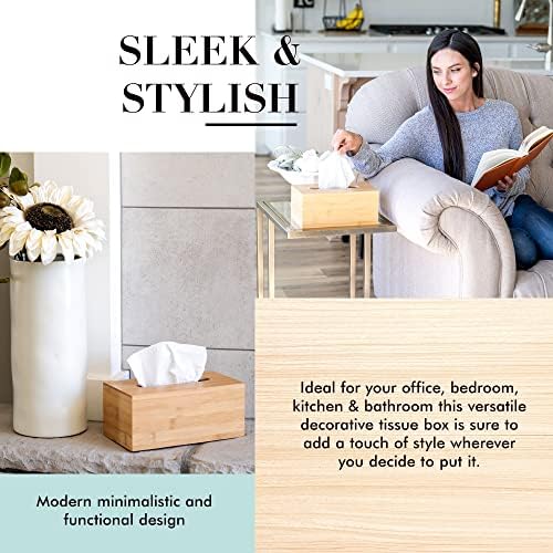 JUSK Design Tissue Box Holder - Modern, Minimalist, and Durable Wooden Tissue Box with Sliding Bottom, Easy-Refill - Premium-Quality Bamboo Tissue Box Cover, Fits 184-Count Box, Rectangular, Pack of 2 - Image 5