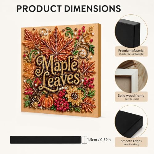 DIY Pearl Painting Kit for Adults, Maple Autumn Fall Art with Wood Frame, 20x20cm Self-Adhesive Pearl Diamond Craft, Autumn Wall Decor Gift for Women, Beginners Relaxing Hobby Kit - Image 6