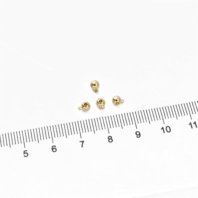 14K Gold Plated Round Fishing Line Buckle 3.5mm End Caps 30pcs for Jewelry Making Findings