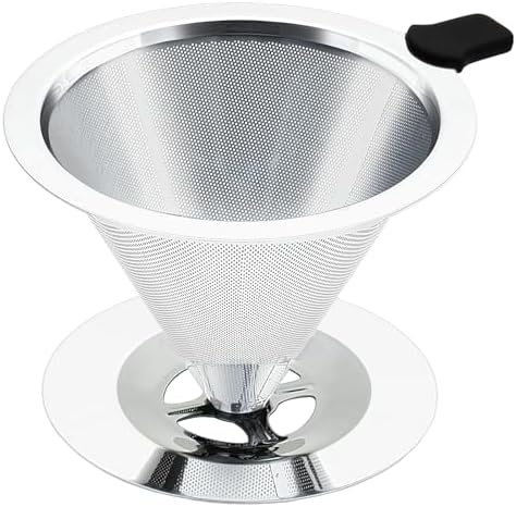 Premium Pour Over Coffee Dripper with Reusable Stainless Steel Filter – Portable, Easy Clean Coffee Maker for Single Cup Brewing – Ideal for Home, Office, Camping by Unknown