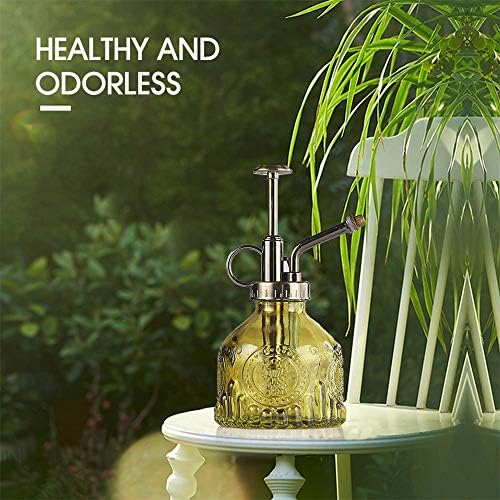 Plant Mister Glass Spray Bottle Small Plant Watering Can 6.4" Tall Retro Indoor Watering Can Bronze Plastic Top Pump for Garden Indoor Plant Sprayer - Image 6