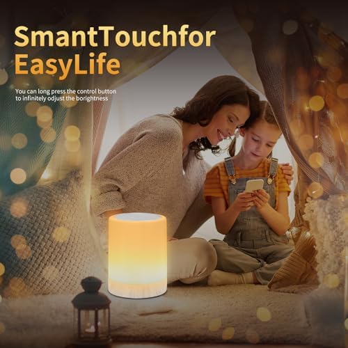 OORUN Touch Bedside Table Lamp,13 RGB Colors & 5 Brightness, USB Rechargeable Desk Lamp, Remote Control Dimmable Light with RGB Color Changing,Portable Lamp for Baby (Wood Grain Beige) - Image 5
