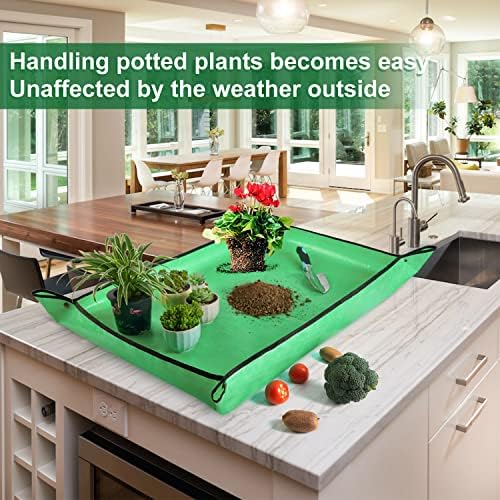 39.5" x 31.5" Large Repotting Mat for Indoor Plants Transplanting Control Mess Table Top Gardener Portable Potting Tray Succulent Potting Garden Mat Gardening Gifts for Women Plant Lady Gifts - Image 3