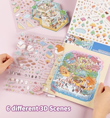 6 Sets DIY 3D House Stickers, Fun DIY Stickers Scene Sticker Book - Image 5