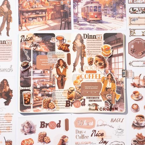 YagCu Scrapbook Sticker Book, 50 Sheets Journaling Stickers, Junk Journal Supplies, Pre-Cut Aesthetic Washi Materials, Scrapbooking for Adults, Decorative Ephemera Planner Arts Craft - Image 2