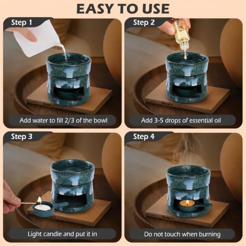Bighan Tea Light Candle Holder Ceramic Oil Burner Tealight Wax Warmer - Image 5