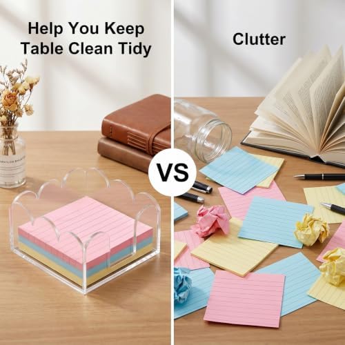 Scalloped Acrylic Sticky Note Holder 3"x3" Clear Cute Holder - Image 5