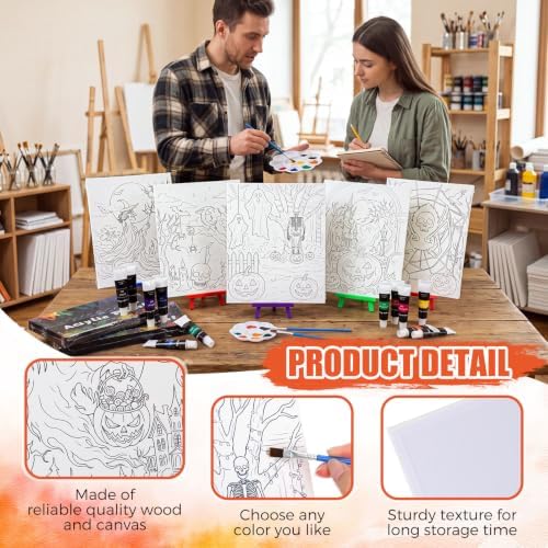 Sherr 108 Pcs Halloween Sip and Paint Kit, Pre Drawn Canvas for Adults - Image 3