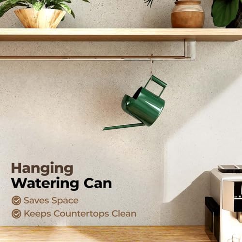 Bamworld Small Watering Can Indoor Outdoor Plant Metal Stainless Steel Long Spoutt Flowers Watering Cans for House Garden Plants 10OZ Watering Bottle Cute Stylish Gardening Decoration(Deep Green) - Image 4