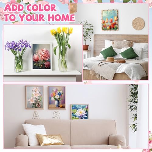 Blosssound 10 Set Pre Printed Canvas Pre Drawn Canvas Painting with Easel Kits 5" x 7" Outline Painting Panels for Beginners, DIY Craft Project, Party Favor, Home Decors(Flower) - Image 6