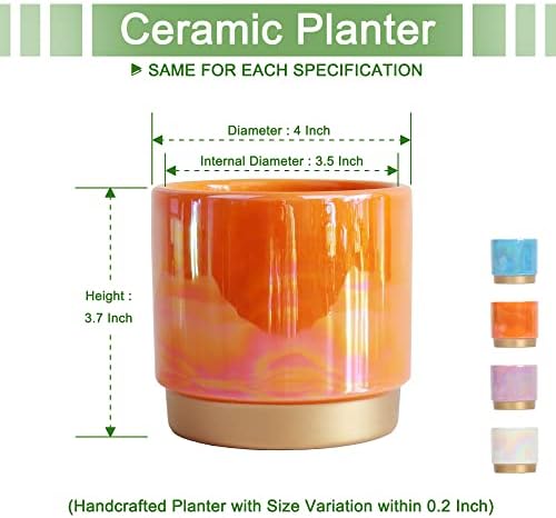Gepege Succulent Pots for Plants, Succulent Planter with Drainage Holes, Ceramic Pot for Indoor Plant, Set of 4 - Image 2