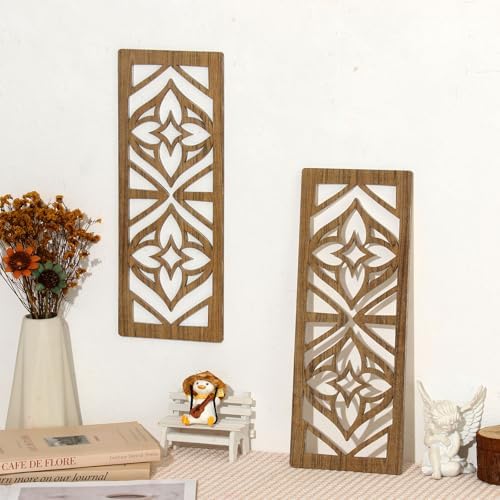 Zzbakress 2 Pcs Mid Century Modern Wall Decor Wooden Abstract Geometric Art for Home Living Room Bedroom (Style X) - Image 6