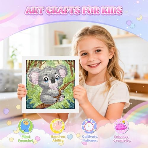 GHHKUD Koala Diamond Art Painting Kits for Adults with Frame, Diamond Art Animals Crafts for Ages 4-6-8-12, Easy to DIY Gem Painting Gifts Home Wall Deco15x15cm (Beautiful Packages) - Image 5