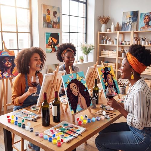 Ctosree 12 Pack Paint and Sip Kit Pre Drawn Canvas, Charming Lady, 10x8'' - Image 6