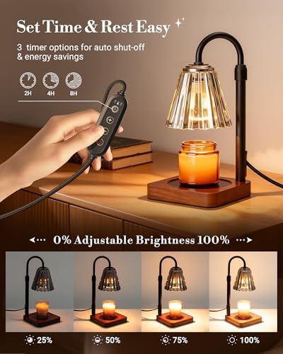 Marycele Black Candle Warmer Lamp with Timer, Vintage Wax Warmer Home Gifts - Image 3