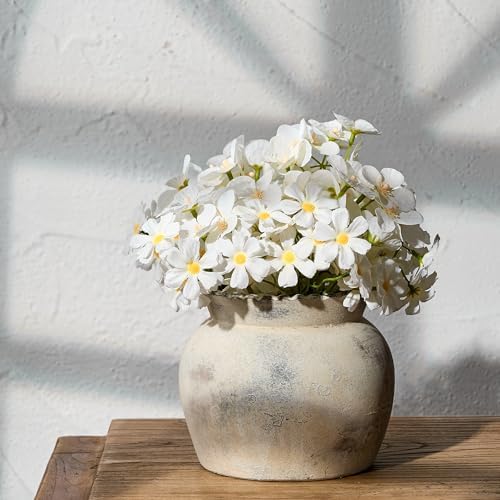 SIDUCAL Ceramic Flower Vase with Wide Mouth Lace, 5.1 Inch Pottery Rustic Farmhouse Boho Vases, Small Terracotta Vase for Home Decor, Table, Living Room, Bathroom, Shelf, Wedding, Terra - Image 2
