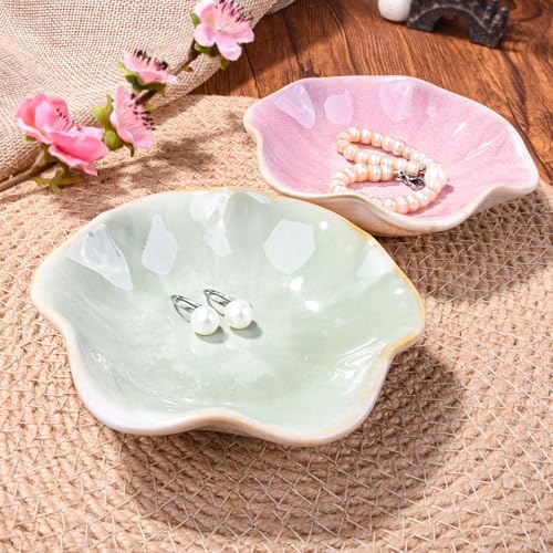 Porcelain Jewelry Dish Set of 2, 4.25'' Leaf Shaped Ring Holders - Image 6