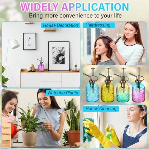 Sliner 6 Pack Glass Plant Mister Spray Bottles 7.7" Tall Glass Water Spray Bottle 12.2 oz Hand Pump Sprayer Fine Mist Watering Can with One Hand Top Pump for Indoor & Outdoor Houseplants (Bronze) - Image 6