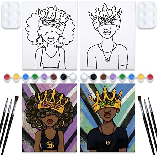VOCHIC Paint and Sip Kit for Adults Couples Pre Drawn Canvas 2 Pack by VOCHIC