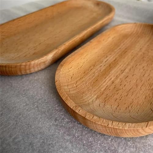 Mini Serving Tray for Jewellery Key Coin Set of 2, Oval Wood Natural Dessert Cup Tray, Small Wooden Cheese Plate, Tableware Decorative Tray - Image 7