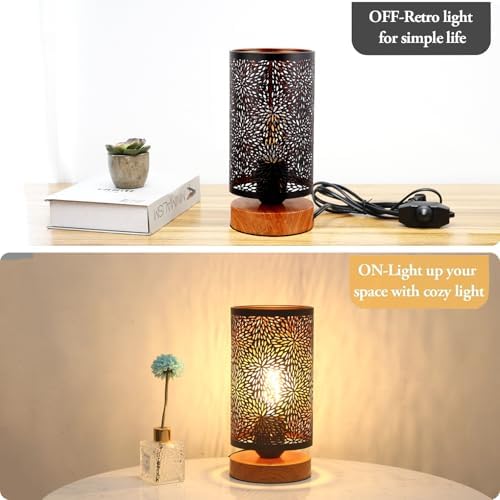 Small Industrial Table Lamps Dimmable, Bedside Lamps for Nightstand,End Table Side Desk lamp with Rustic Black Metal Cage Lampshade for Bedroom, Kids Room Living Room 2700K LED Bulb Included - Image 4