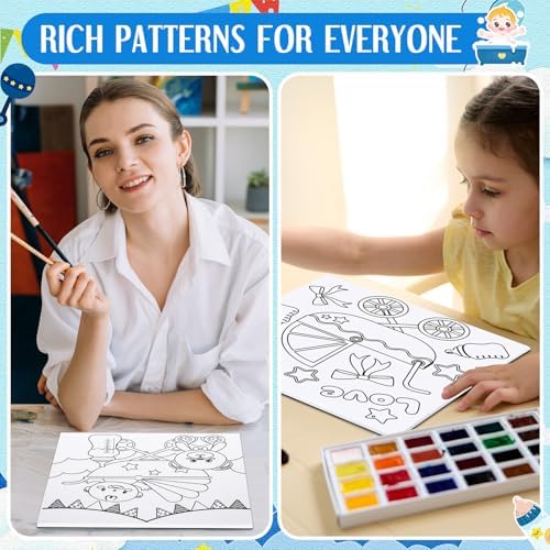 Honoson 6 Pcs 6 Inch Pre Drawn Outline Canvas Paint Kit with Pictures for Adults Paint Party Stretched Canvas Art Boards Set for Adult Beginner(Baby Shower) - Image 4