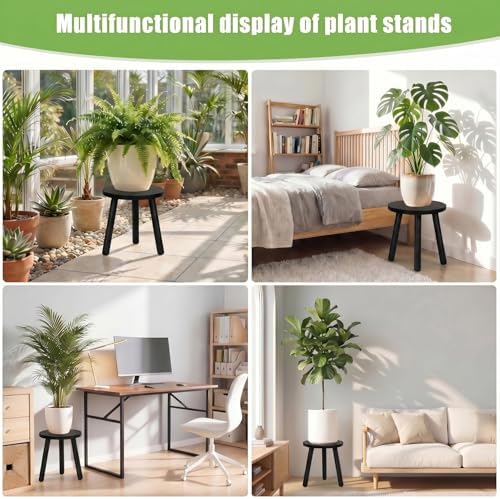 Wood Plant Stands Indoor, Black Plant Stand Modern Plant Table for Large Plants, Wooden Plant Stool, Tall Plant Holder Small Round Side for Living Room, Balcony, Office (1 Pack) - Image 5